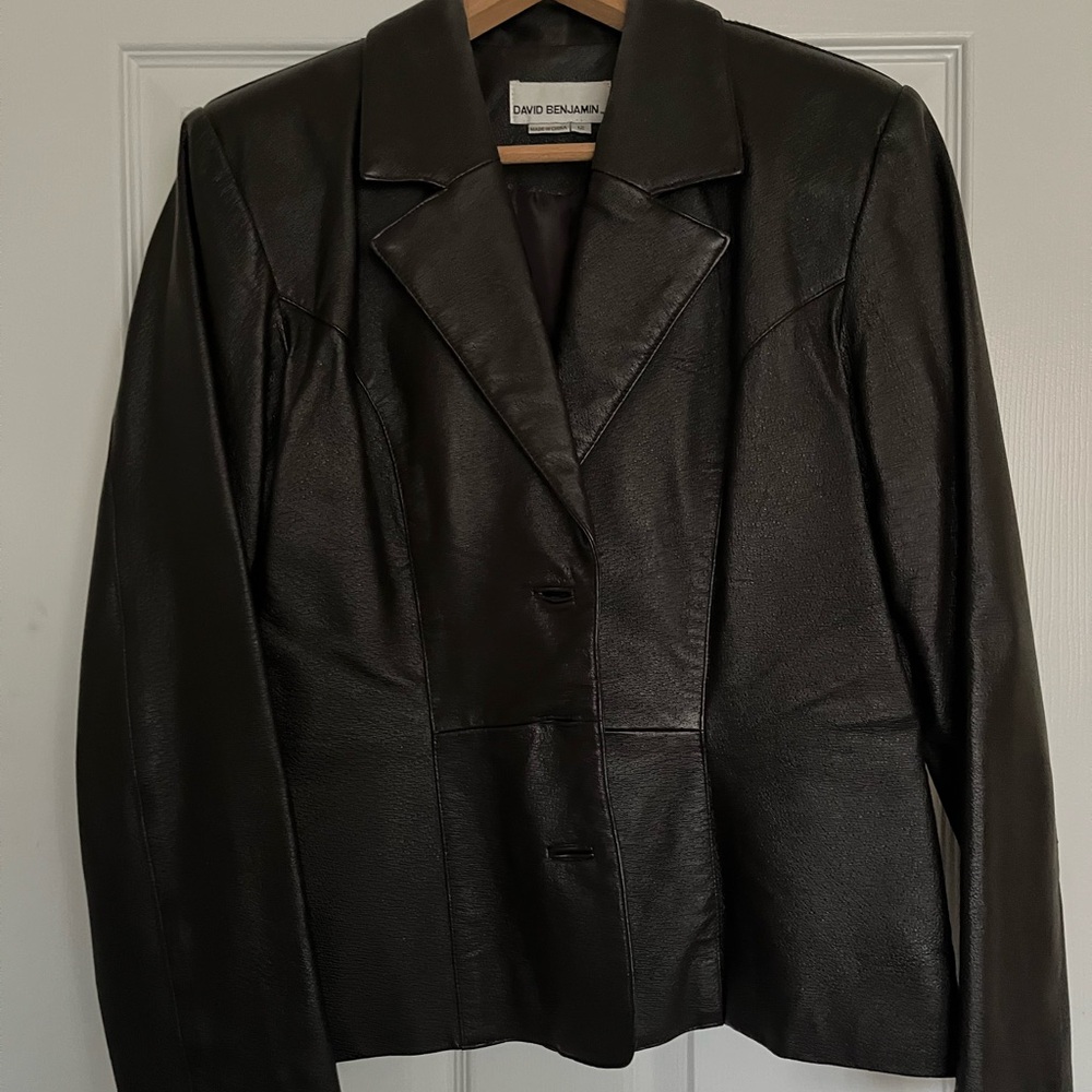 David Benjamin Black Leather Blazer